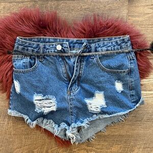 SHEIN Blue Distressed Jean Shorts (S)